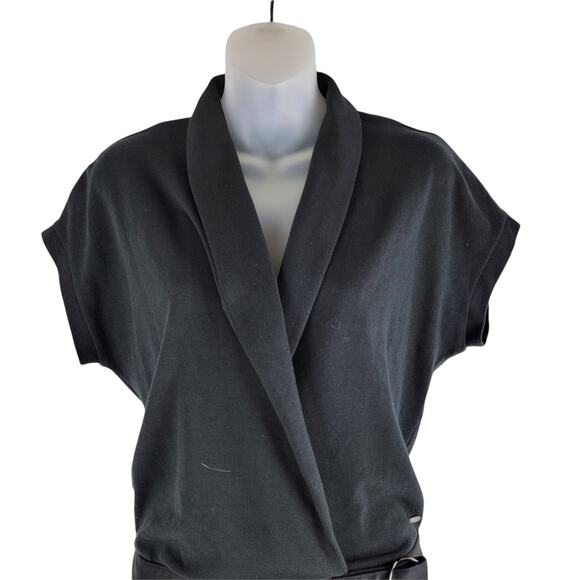 NEW Lacoste Wrap Dress Short Sleeve Black Logo Size 36 (XS) - Picture 2 of 6